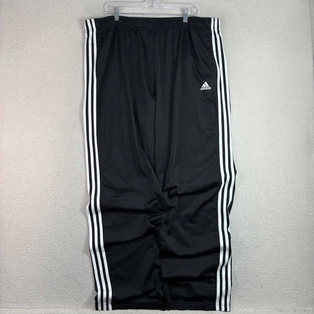 Y2K Adidas Baggy Track Pants Men 3XLT Black White Sweatpants Tall